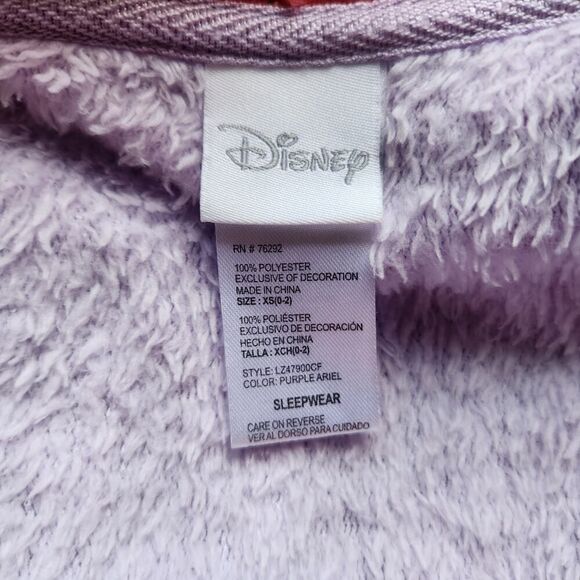 Disney Little Mermaid Fleece Sleepwear 1 Pc Pajamas Women's Size XS Zip Front - Picture 9 of 9